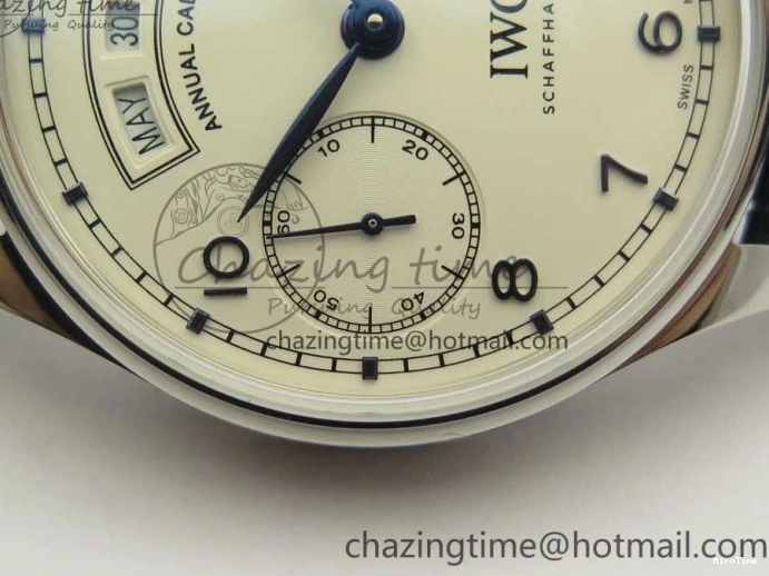 MIROTIME 1219 Affordable Portuguese Real PR Real Annual Calendar IW5035 ZF 1:1 Best Edition White Dial Blue Markers on Blue Leather Strap A 7143